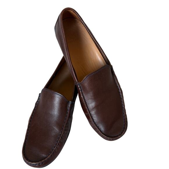 Austen Heller Brown Leather Driving Loafers Men’s 10 Portugal Oldmoney Preppy - Picture 1 of 10